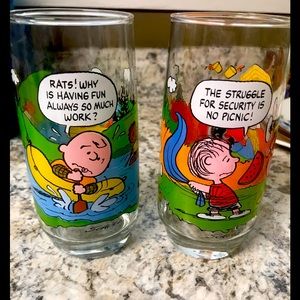 Charlie Brown drinking glasses